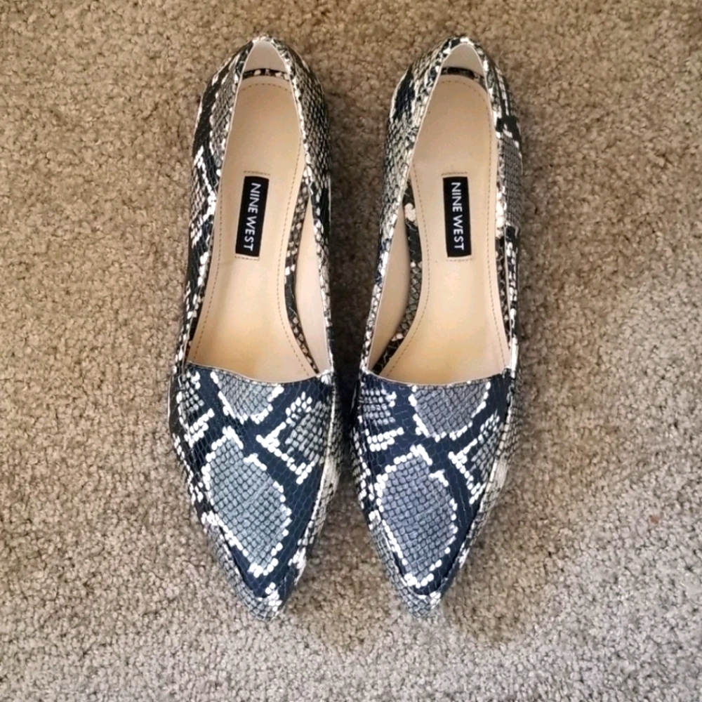 Snake print nine west flats
